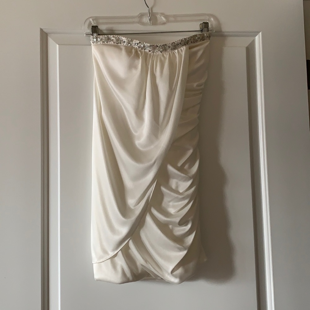Short white silk dress